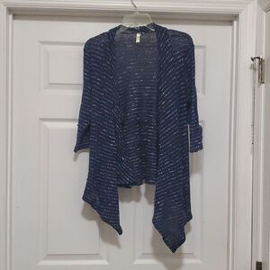 Chenault Women's M Black & gray open front assymetrical cardigan